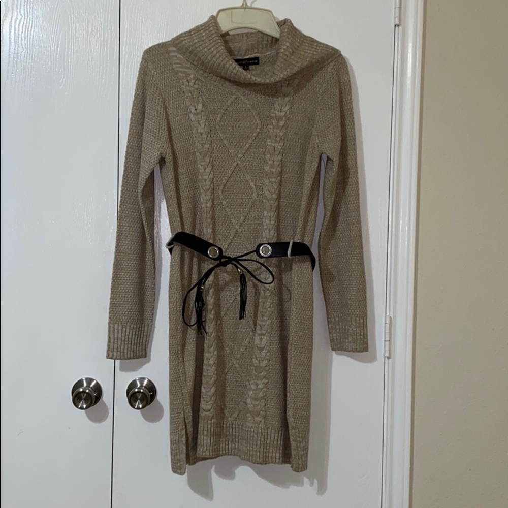 NWT Cable Knit Dress with Cowl Neck and belt
